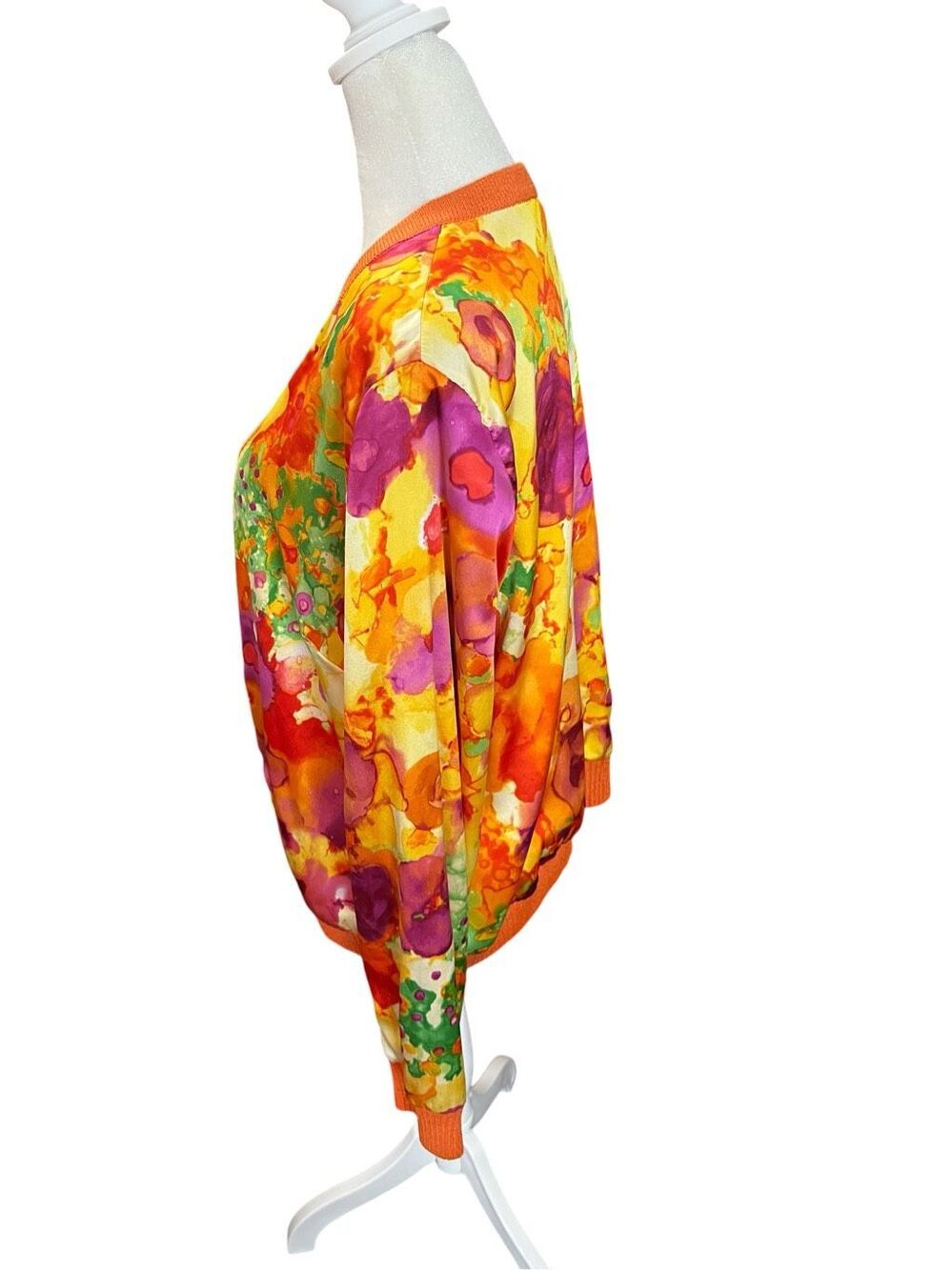 St John Collection 100% Silk Watercolor Floral Santana Knit Jacket 14 - Picture 4 of 8